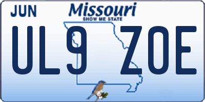 MO license plate UL9Z0E