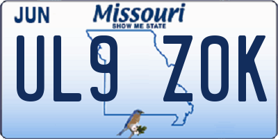 MO license plate UL9Z0K
