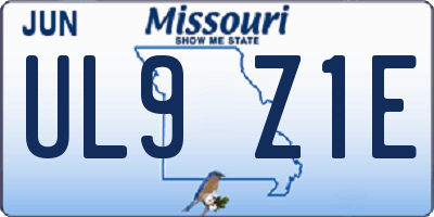 MO license plate UL9Z1E