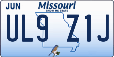 MO license plate UL9Z1J