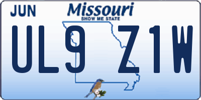 MO license plate UL9Z1W