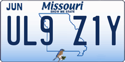 MO license plate UL9Z1Y