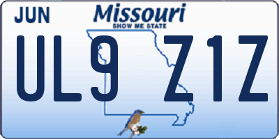 MO license plate UL9Z1Z
