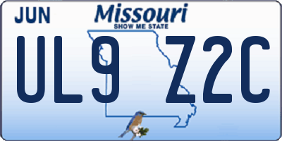 MO license plate UL9Z2C