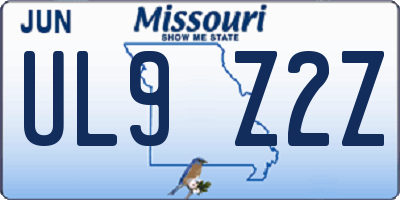 MO license plate UL9Z2Z