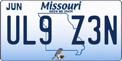 MO license plate UL9Z3N