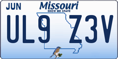 MO license plate UL9Z3V