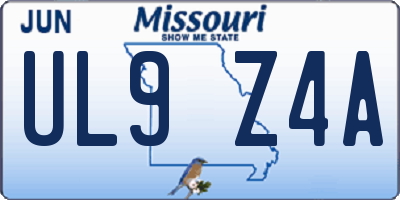 MO license plate UL9Z4A