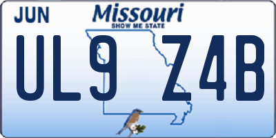 MO license plate UL9Z4B