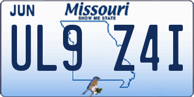 MO license plate UL9Z4I
