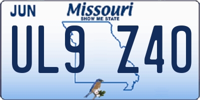 MO license plate UL9Z4O