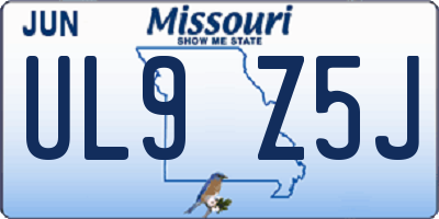 MO license plate UL9Z5J