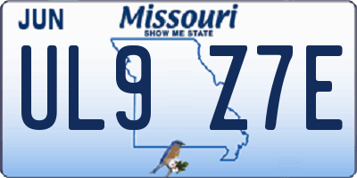 MO license plate UL9Z7E