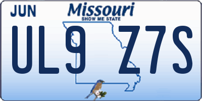 MO license plate UL9Z7S
