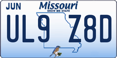 MO license plate UL9Z8D