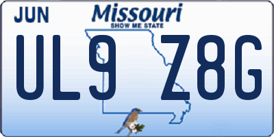 MO license plate UL9Z8G