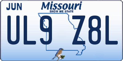 MO license plate UL9Z8L