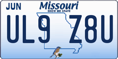 MO license plate UL9Z8U