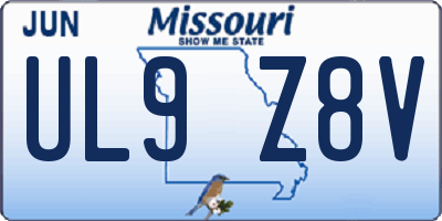 MO license plate UL9Z8V