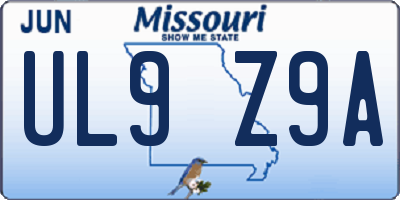 MO license plate UL9Z9A
