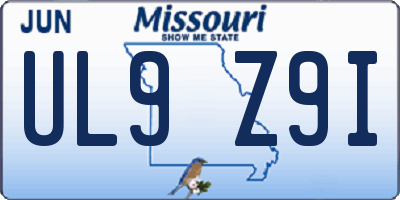 MO license plate UL9Z9I