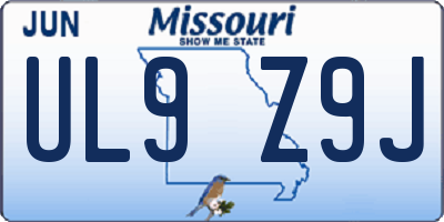 MO license plate UL9Z9J
