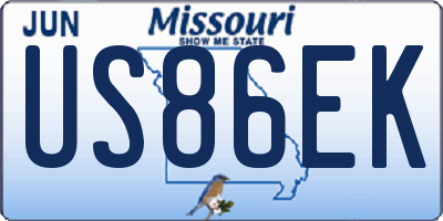 MO license plate US86EK