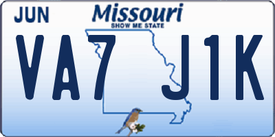 MO license plate VA7J1K