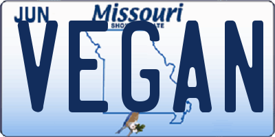 MO license plate VEGAN