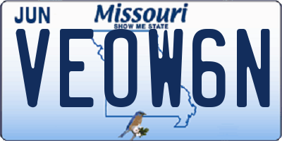 MO license plate VEOW6N