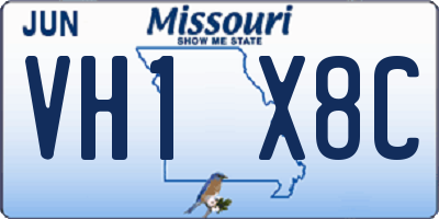 MO license plate VH1X8C
