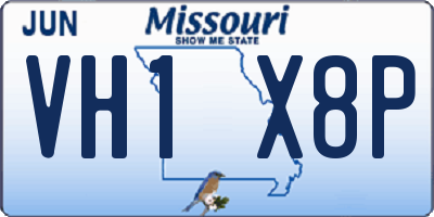 MO license plate VH1X8P