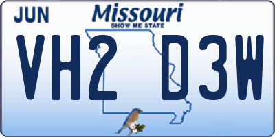 MO license plate VH2D3W