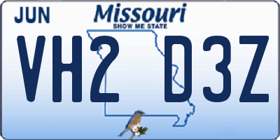 MO license plate VH2D3Z