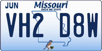 MO license plate VH2D8W