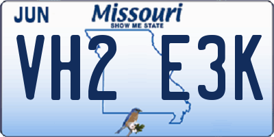 MO license plate VH2E3K