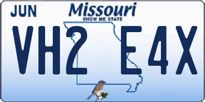 MO license plate VH2E4X