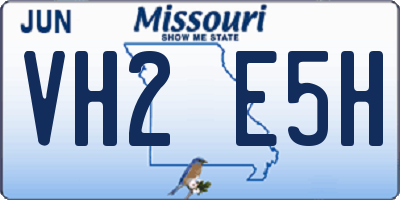 MO license plate VH2E5H