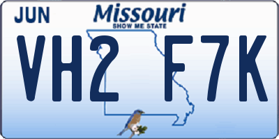 MO license plate VH2F7K
