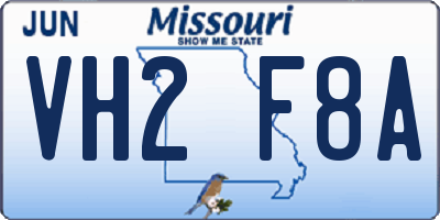 MO license plate VH2F8A