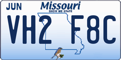 MO license plate VH2F8C
