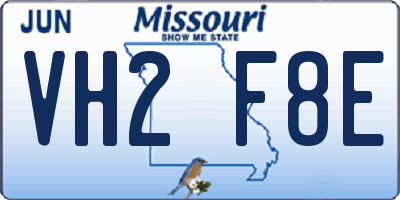 MO license plate VH2F8E