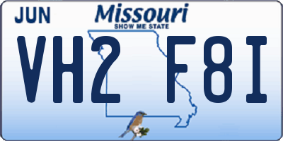 MO license plate VH2F8I