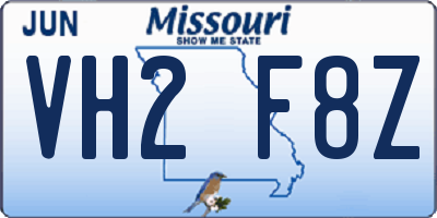 MO license plate VH2F8Z