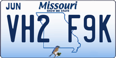 MO license plate VH2F9K