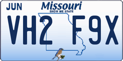 MO license plate VH2F9X