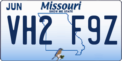 MO license plate VH2F9Z