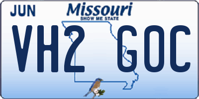MO license plate VH2G0C