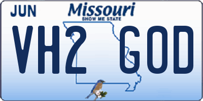 MO license plate VH2G0D