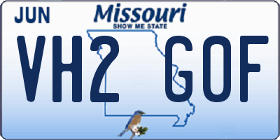 MO license plate VH2G0F